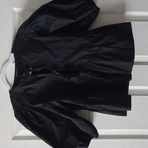 Black peplum tie front